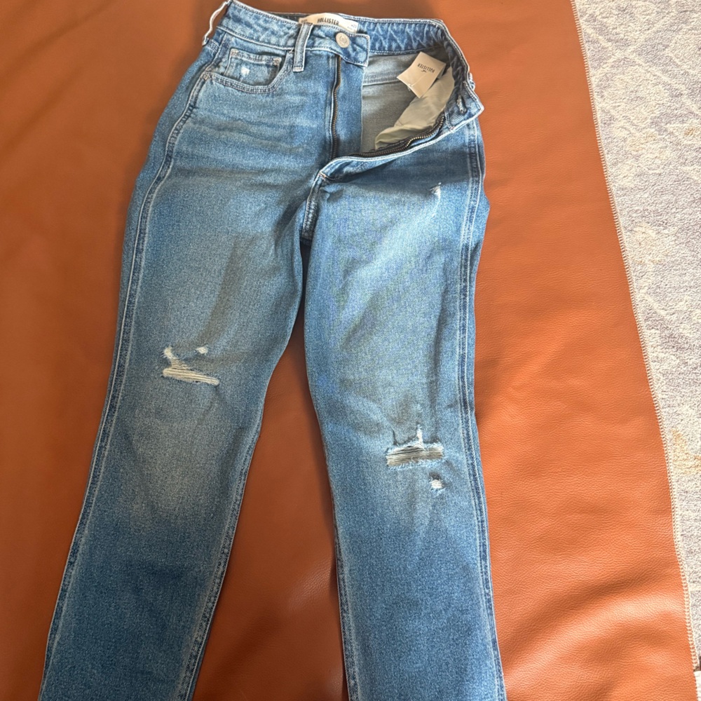 Hollister Blue High Rise Distressed Jeans